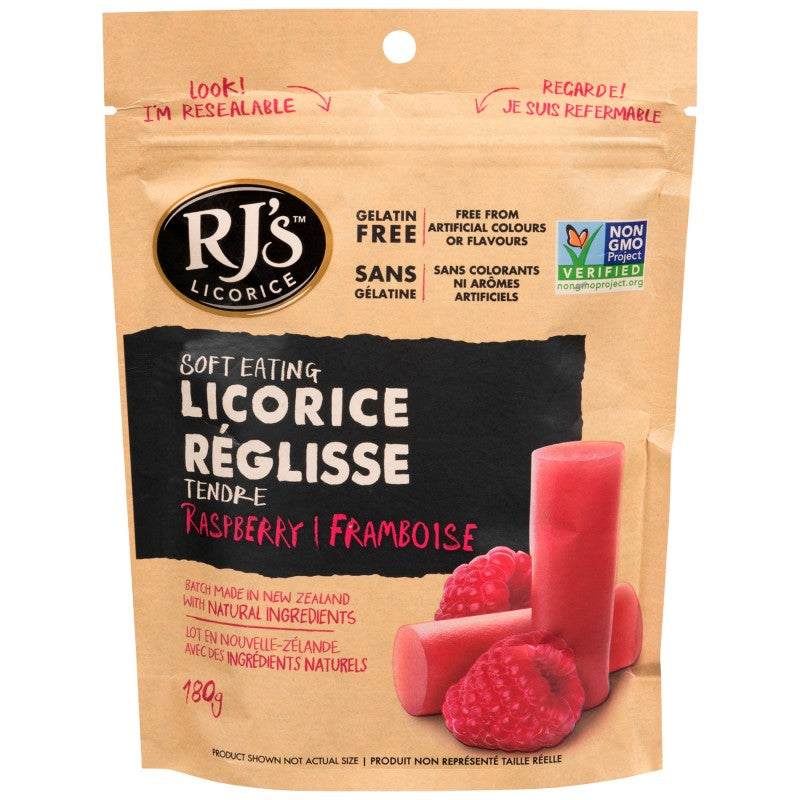 RJ's Licorice Soft Eating Licorice - Raspberry - 180g