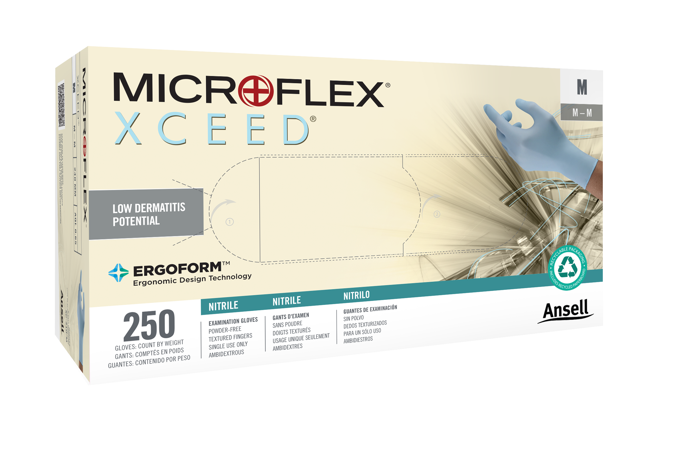 XCEED® Nitrile Examination Gloves – Powder Free, Latex Free, Blue, 250/Box