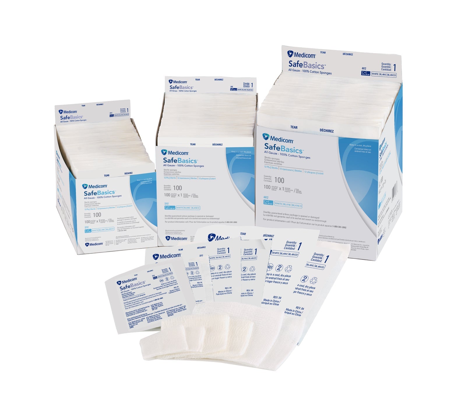 SafeBasics® All Gauze Sterile Cotton Sponges