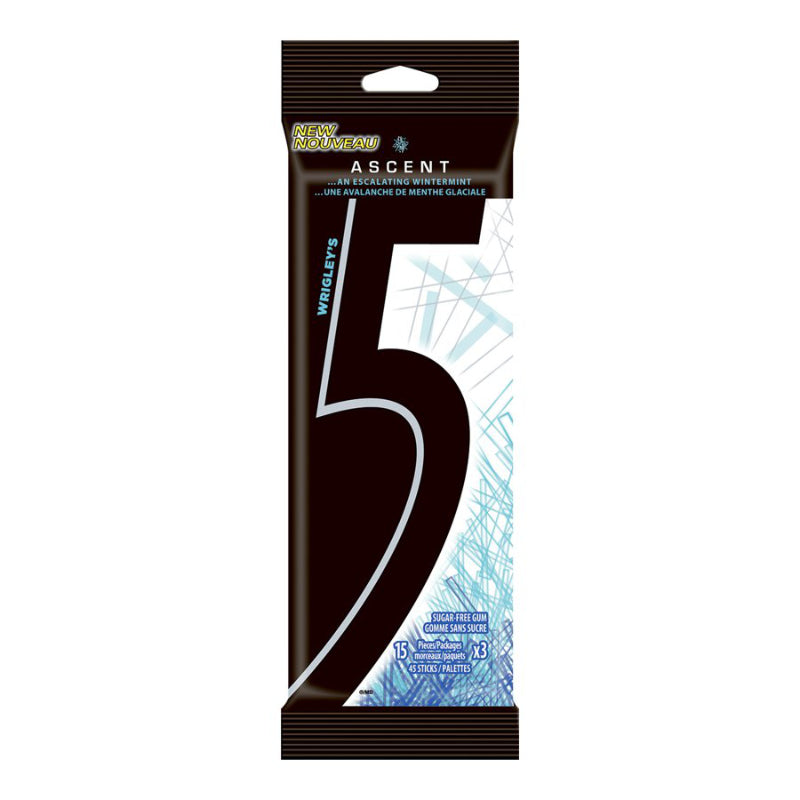 Wrigley's 5 Gum Ascent Chewing Gum - Wintermint - 3 pack