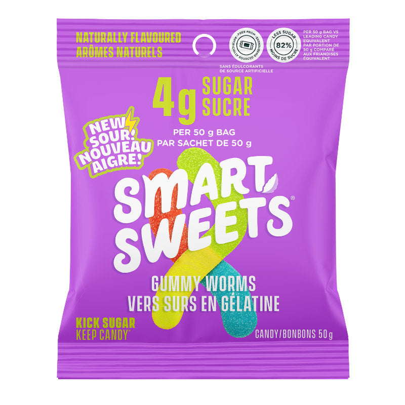 SmartSweets Candy - Sour Gummy Worms - 50g