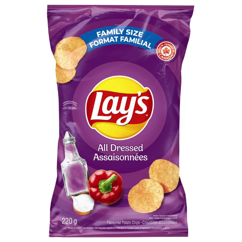 Lay's All Dressed Flavoured Potato Chips - Family Size - 220g
