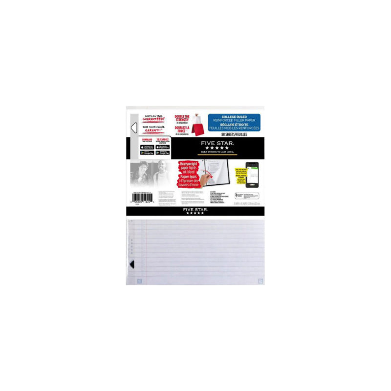 Five Star Reinforced Filler Paper - 80 Sheets
