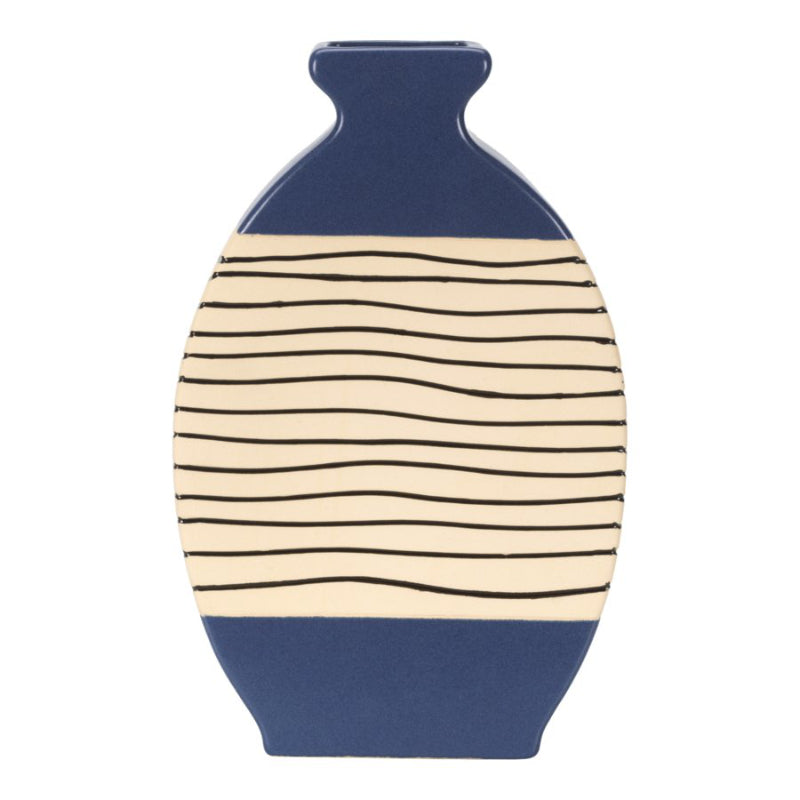 Collection by London Drugs Earthenware Slice Decorative Vase - 30cm - Navy Blue