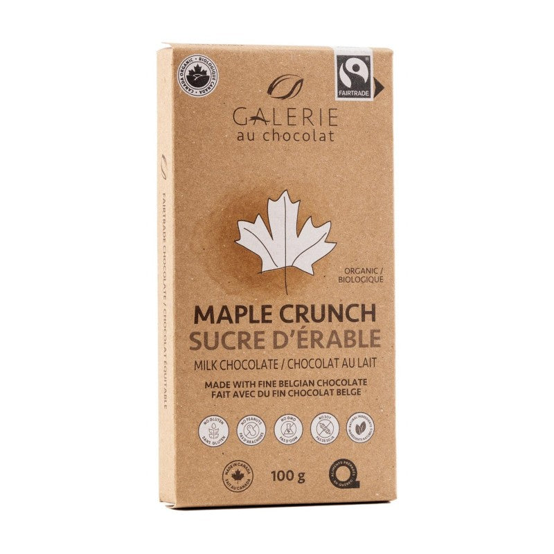Galerie au Chocolat Milk Chocolate Bar - Maple Crunch - 100g