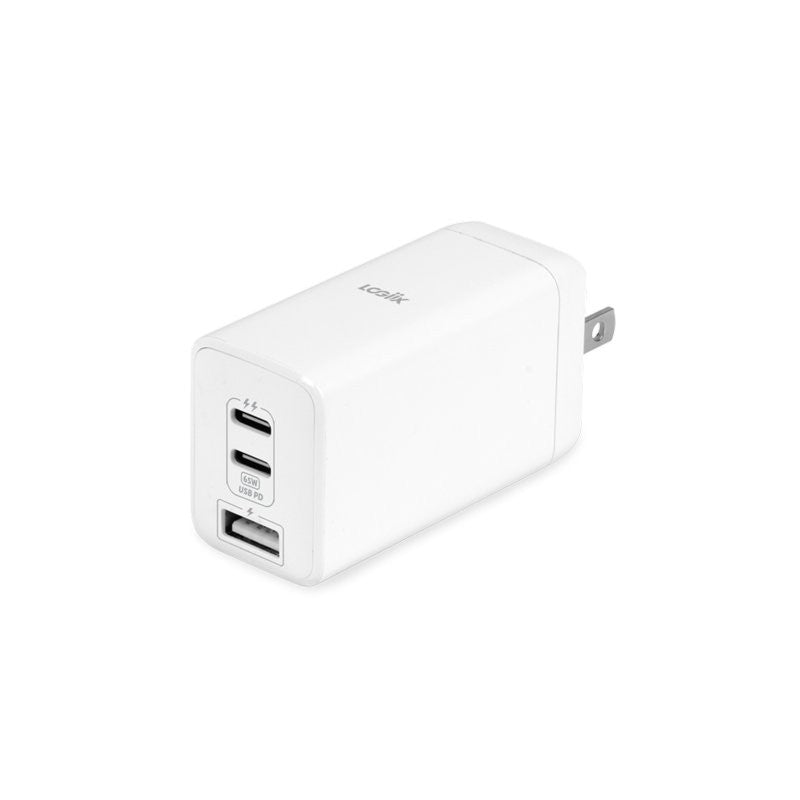LOGiiX Power Plus 65 XL USB-A &amp; 2 x USB-C Power Adapter - White - LGX-13874