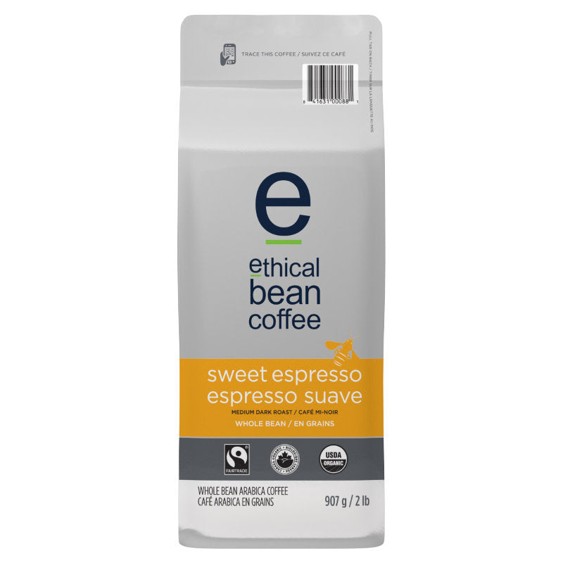 Ethical Bean Coffee - Sweet Espresso Medium Dark Roast - Whole Bean - 907g