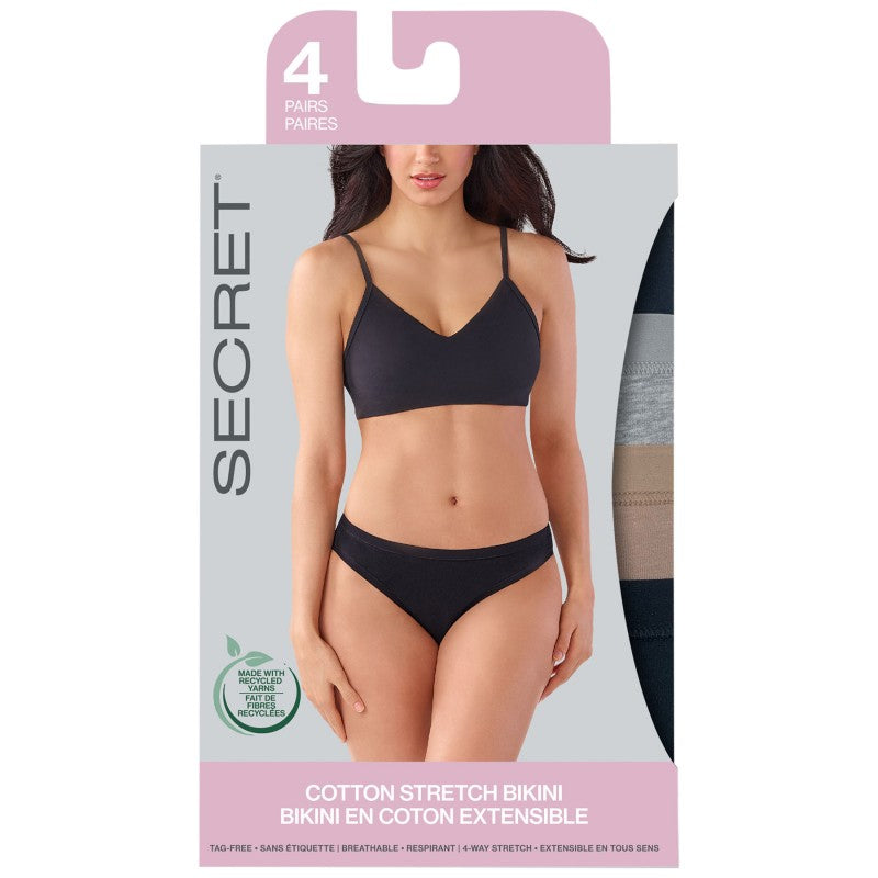 SECRET Regular Cotton Stretch Brief - Medium - 4pk