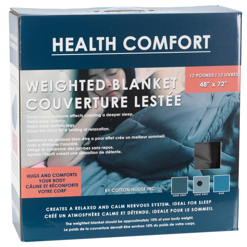 Health Comfort Weighted Blanket - Grey - 12lbs