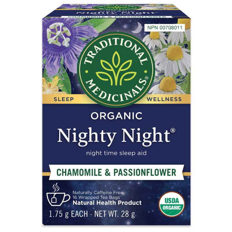 Traditional Medicinals Organic Nighty Night Wrapped Tea Bags - Chamomile and Passionflower - 16's
