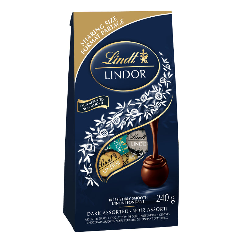 Lindt LINDOR Assorted Dark Chocolate Truffles Bag - 240g
