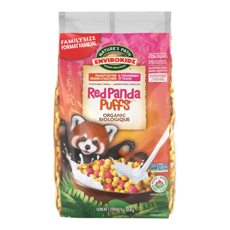 Envirokidz Red Panda Puffs Cereal Breakfast - Peanut Butter and Strawberry - 650g