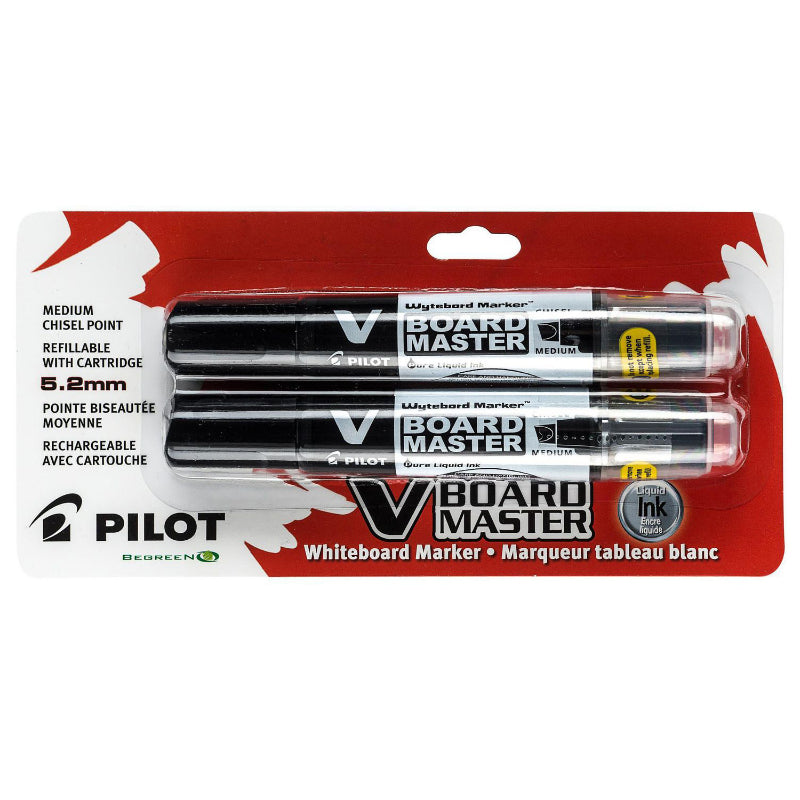 Pilot V-Board Master Marker Chisel Tip - Black - 2 pack