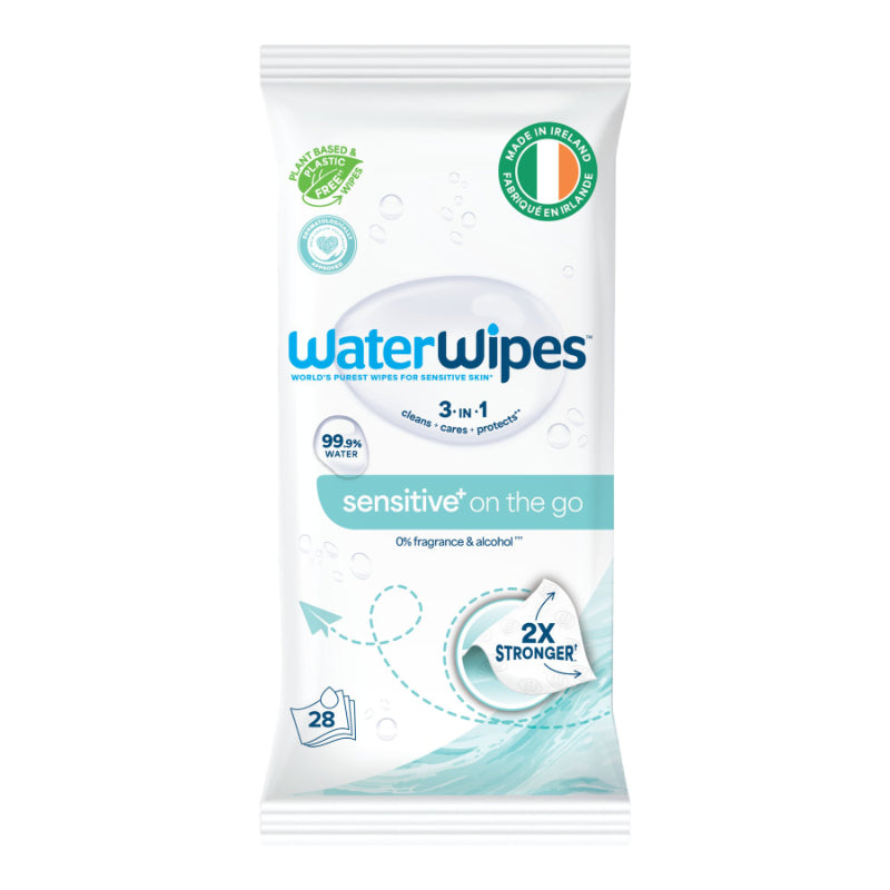 WaterWipes Sensitive+ On The Go Wipes, 99.9% Water-Based - 28 Wipes
