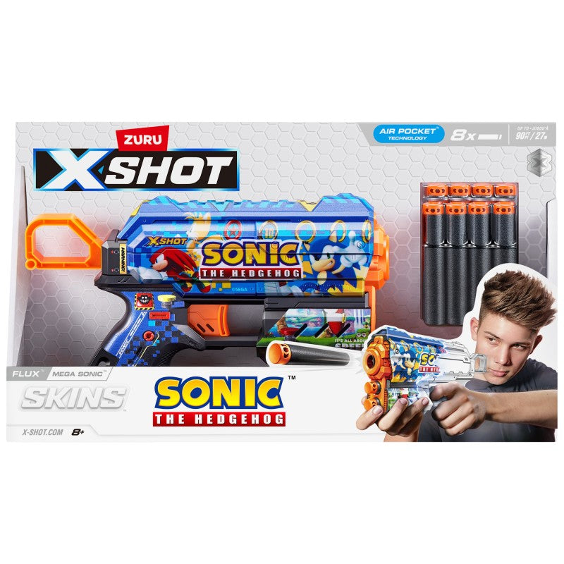 Zuru X-Shot Skins Flux Sonic The Hedgehog with 8 Darts - Assorted