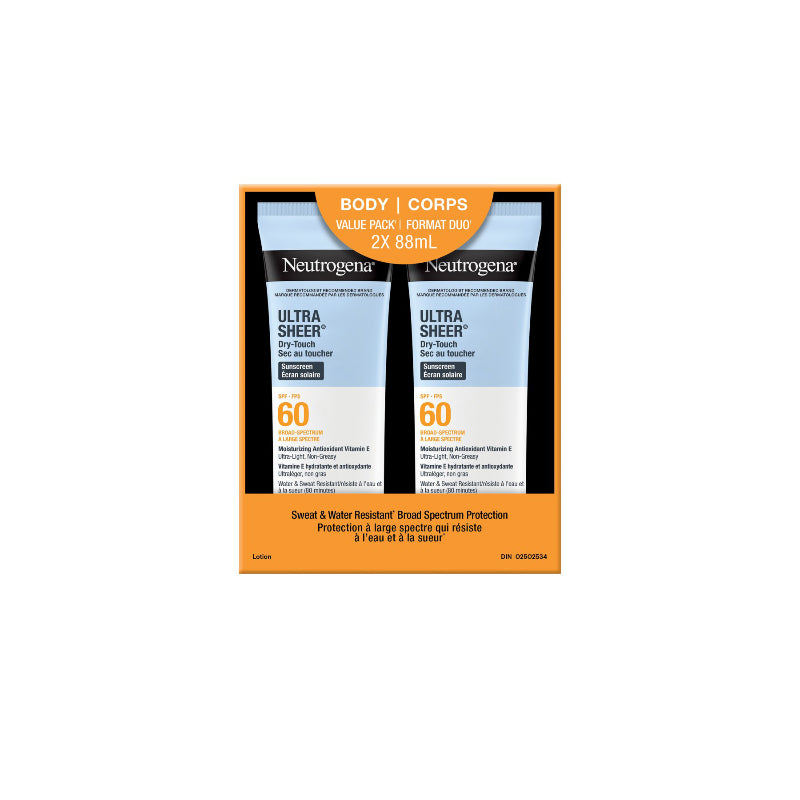 Neutrogena Ultra Sheer Dry Touch Sunscreen Lotion - SPF 60 - 88ml - 2 pack