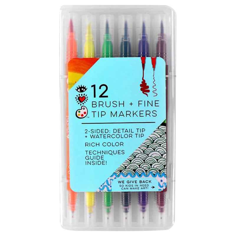 iHeart Brush + Fine Tip Markers - 12s