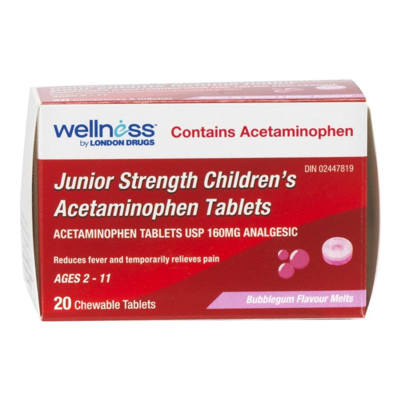 Wellness Junior Strength Children's Acetaminophen Chewable Tablets - Bubblegum - 20's