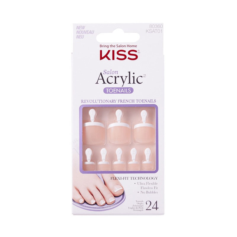 Kiss Salon Acrylic French Toenails Kit - 24 pieces