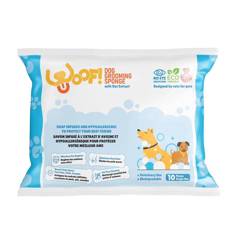 WOOF! EcoSavvy Soap Infused and Biodegradable Hypoallergenic Dog Grooming Sponge - 12x20cm
