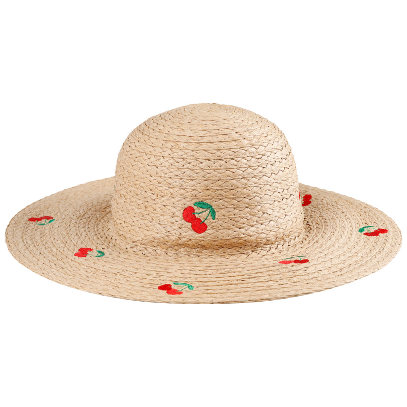 Jessica Simpson Straw Sun Hat - Tan Cherry