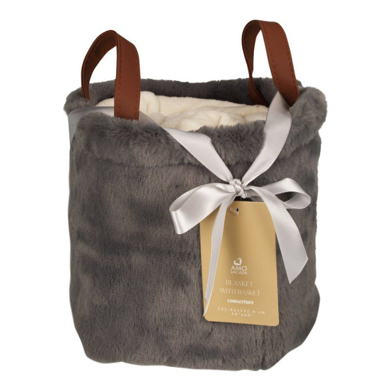 Amo La Casa Plaid Basket - Dark Grey - 122 x 152cm