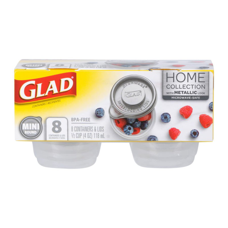 Glad Home Collection Mini Food Storage Container - Round - 118ml - 8 pack