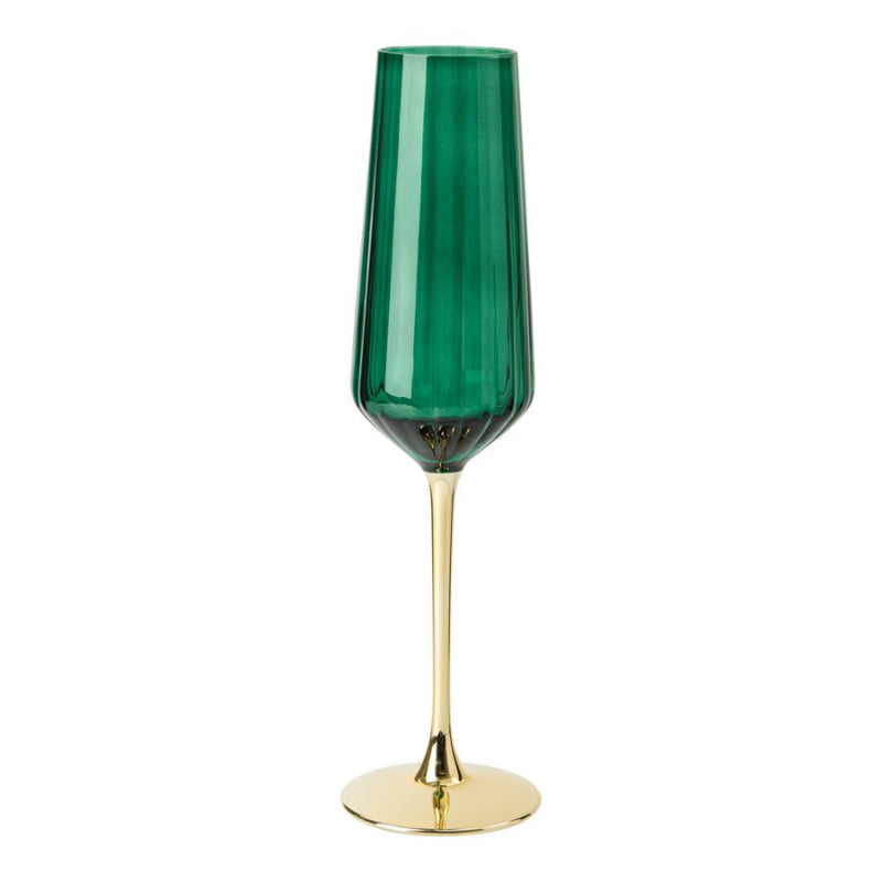Brooklyn Steel Co. Champagne Flute Glass - Green / Gold - 296ml