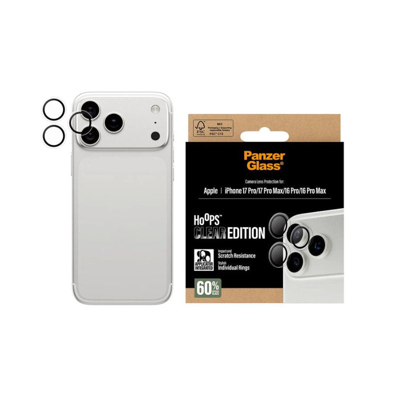 PanzerGlass Hoops Lens Protector for Apple iPhone 17 Pro / Pro Max - Black / Clear