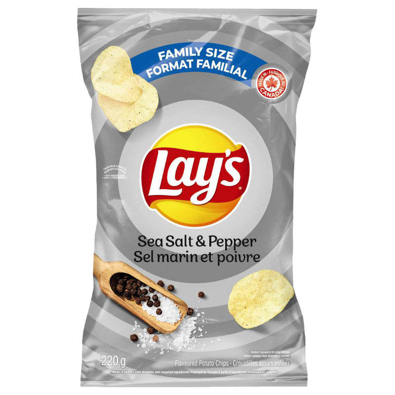 Lay's Sea Salt Pepper Flavoured Potato Chips - Family Size - 220g