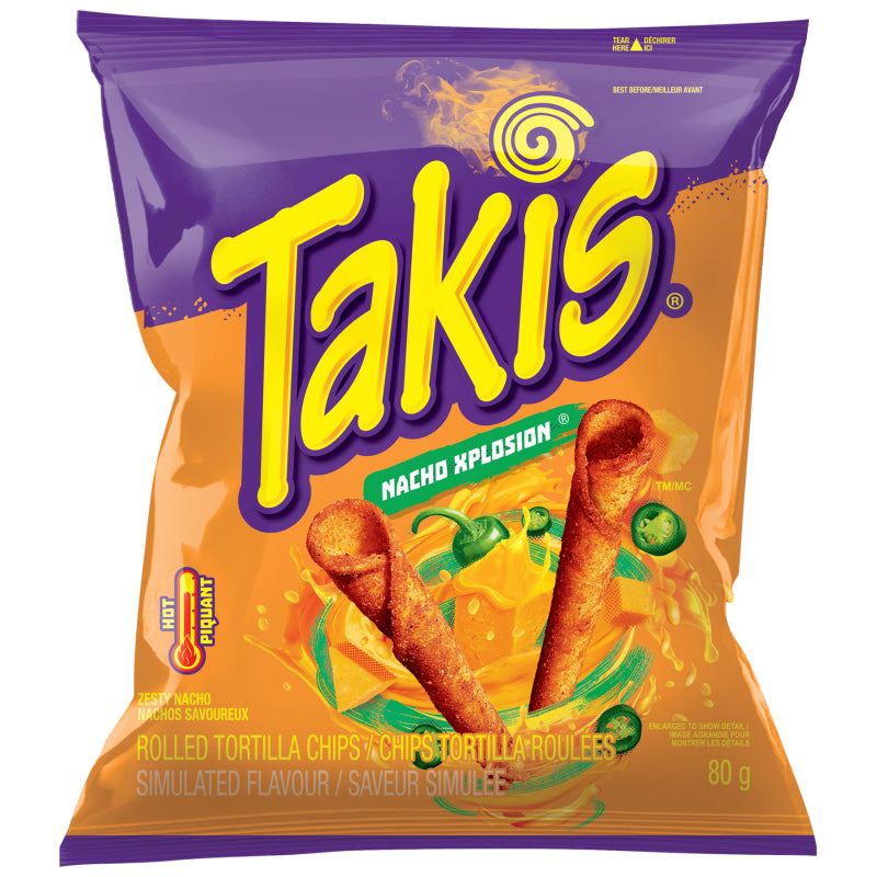 Takis Xplosion Rolled Tortilla Chips - Zesty Nacho - 80g