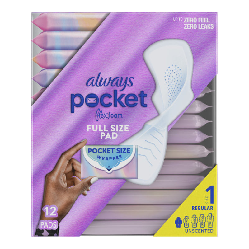 Always Pocket Flexfoam Sanitary Pads - Regular - Size 1 - 12's