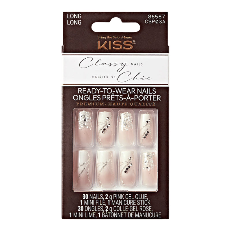 KISS Classy Premium False Nails Kit - Long - Square - Stunning! - 30's