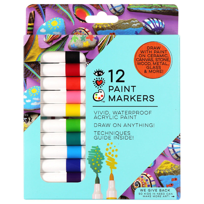 iHeart Waterproof Acrylic Paint Markers - 12s