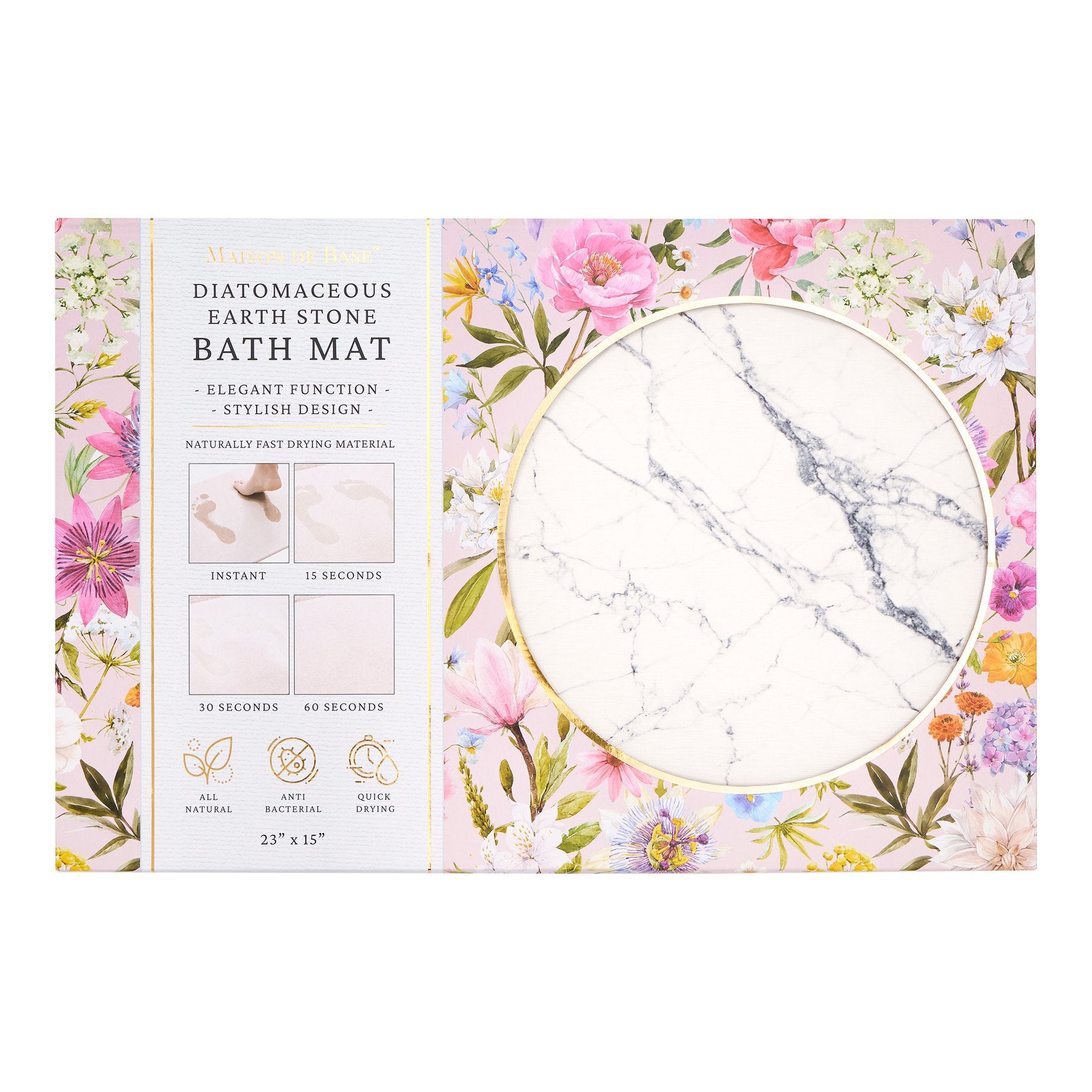 Maison de Base Diatomaceous Earth Stone Bath Mat - White Marble