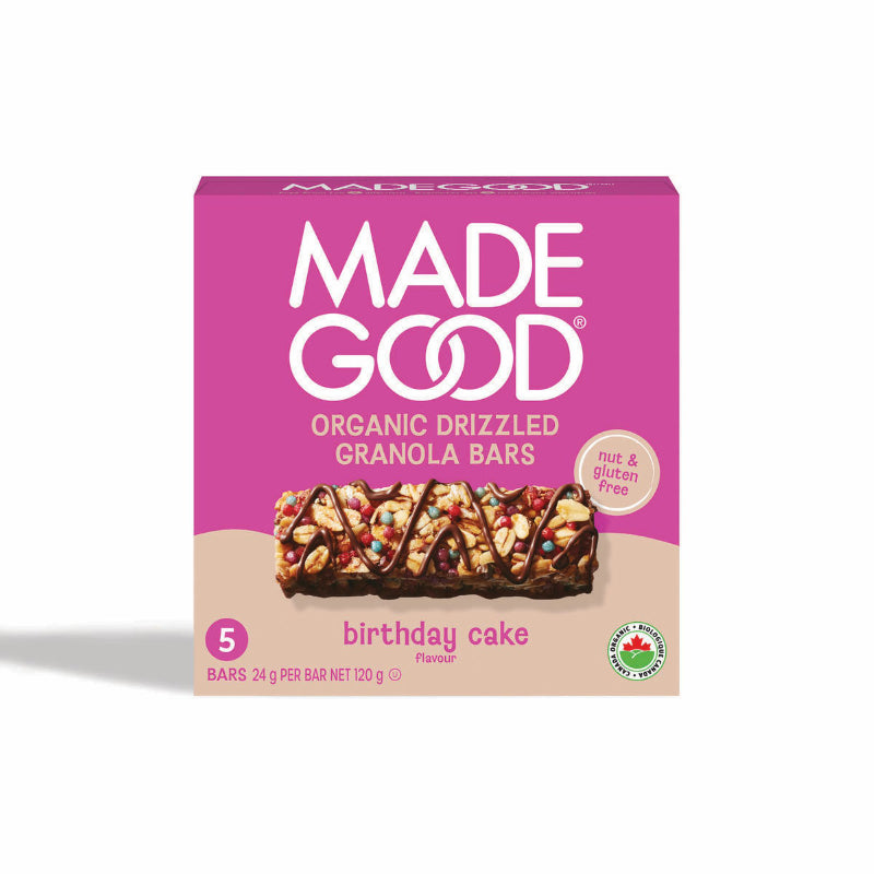 MadeGood Chocolate Organic Drizzled Granola Bars - Birthday Cake - 5 pack / 120g