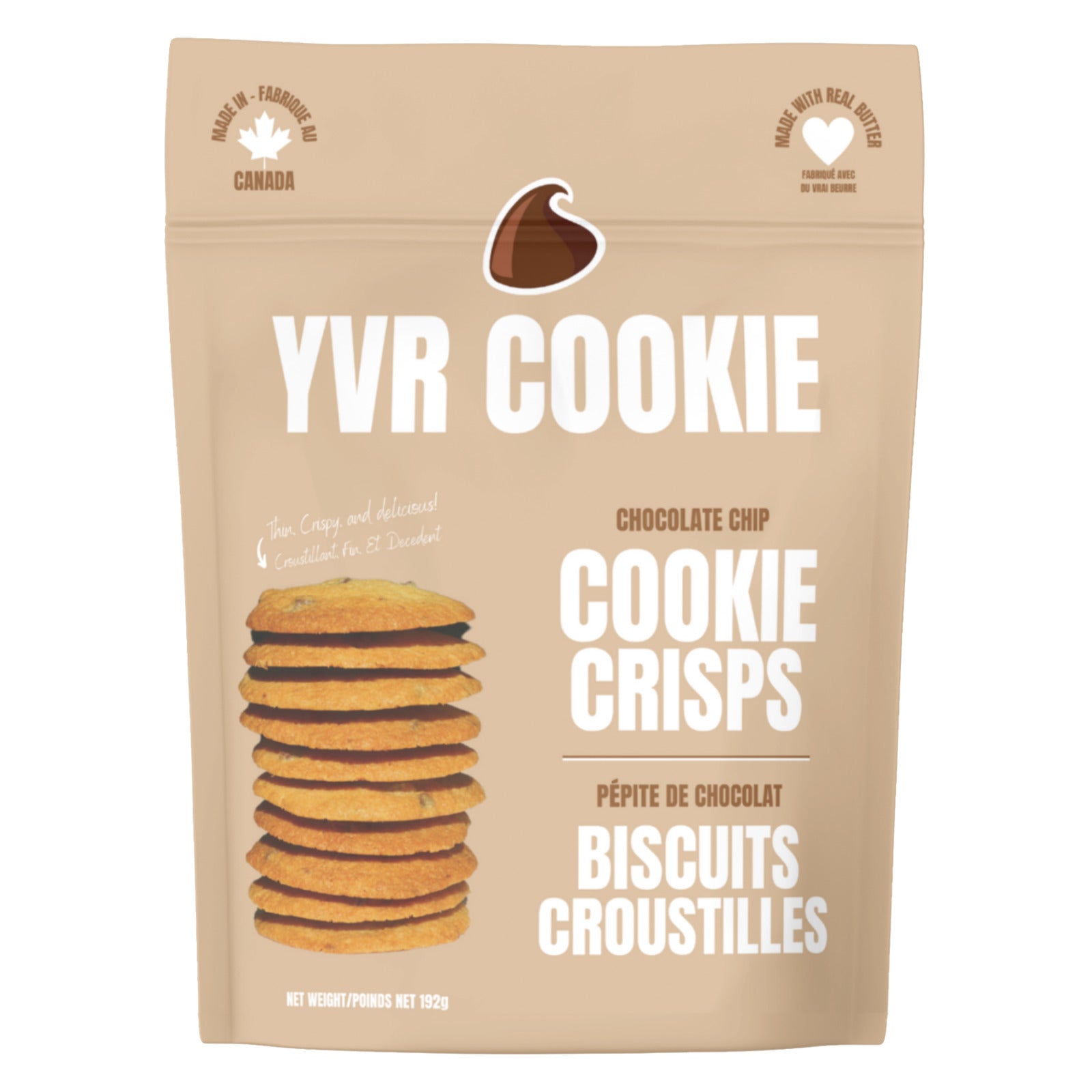 YVR Cookie Chocolate Crisps - 192g