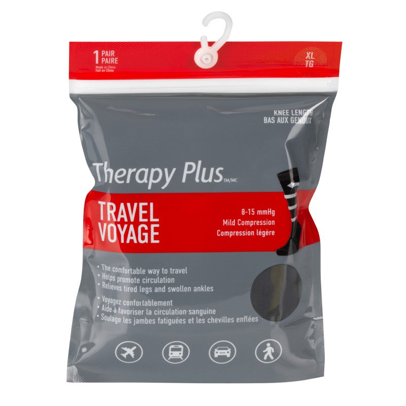Therapy Plus Compression Knee High Flight Socks - Black - XL