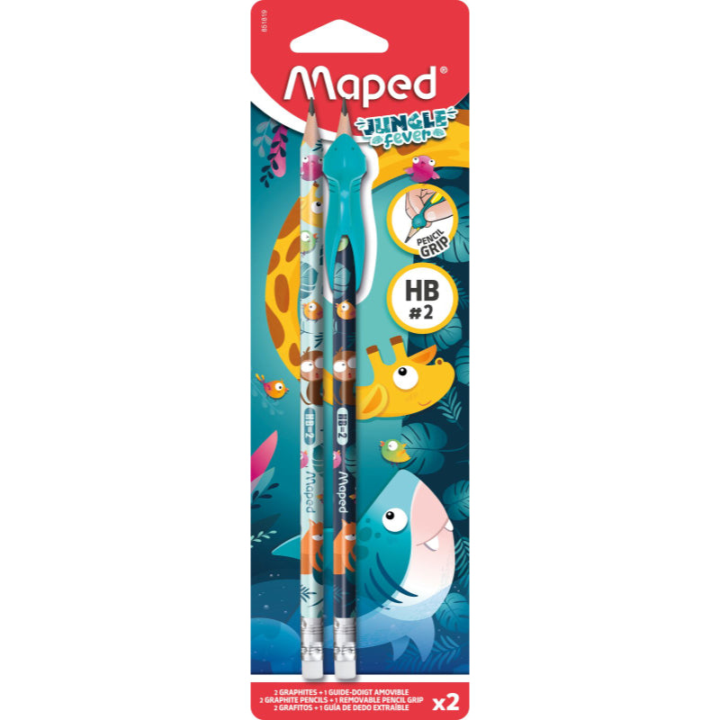 Maped HB2 Eraser with Grip Pencil - Jungle Fever - 2s
