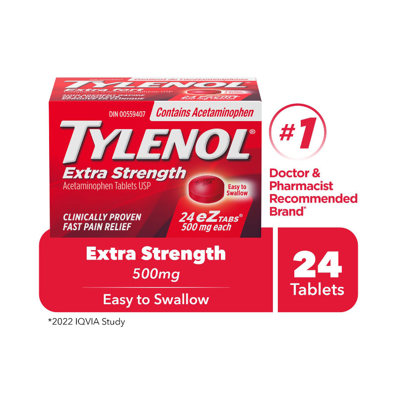 Tylenol* Extra Strength Acetaminophen eZ Tabs - 500mg - 24's
