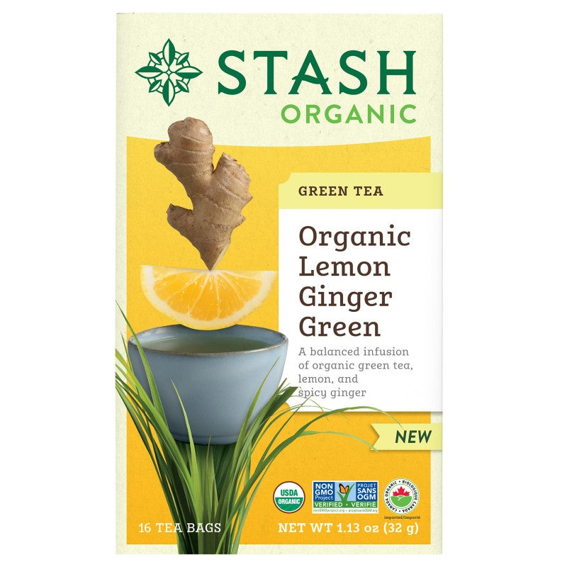 Stash Organic Lemon Ginger Green Tea - 16's