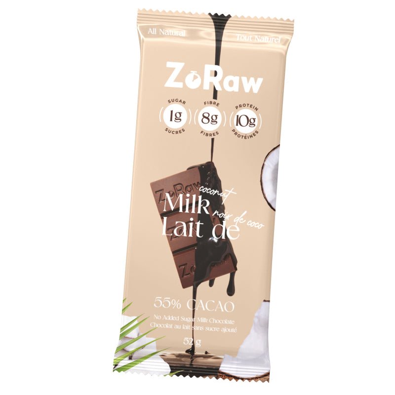 ZoRaw 55% Cocoa Coconut Milk Chocolate Bar - 52g