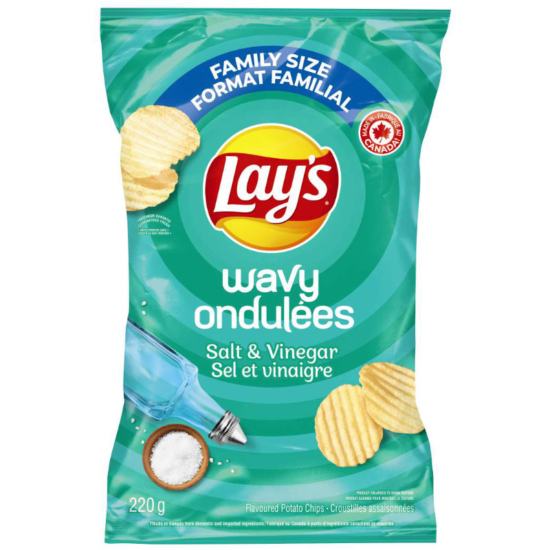 Lay's Wavy Salt & Vinegar Flavoured potato chips - 220g