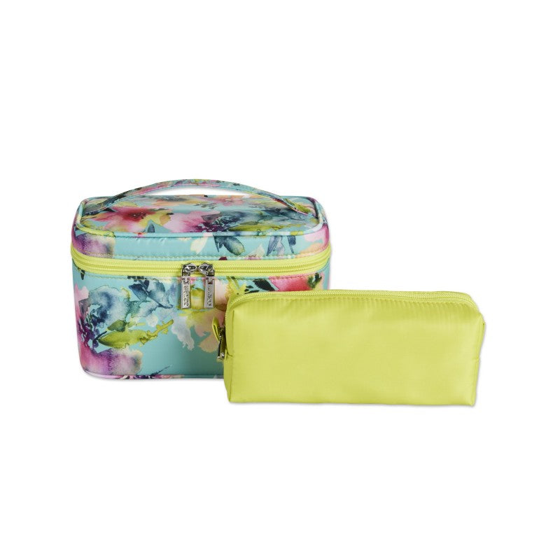 Conair Organizing Bag Set - Floral Watercolor - Blue / Pink / Neon Green - 2 piece