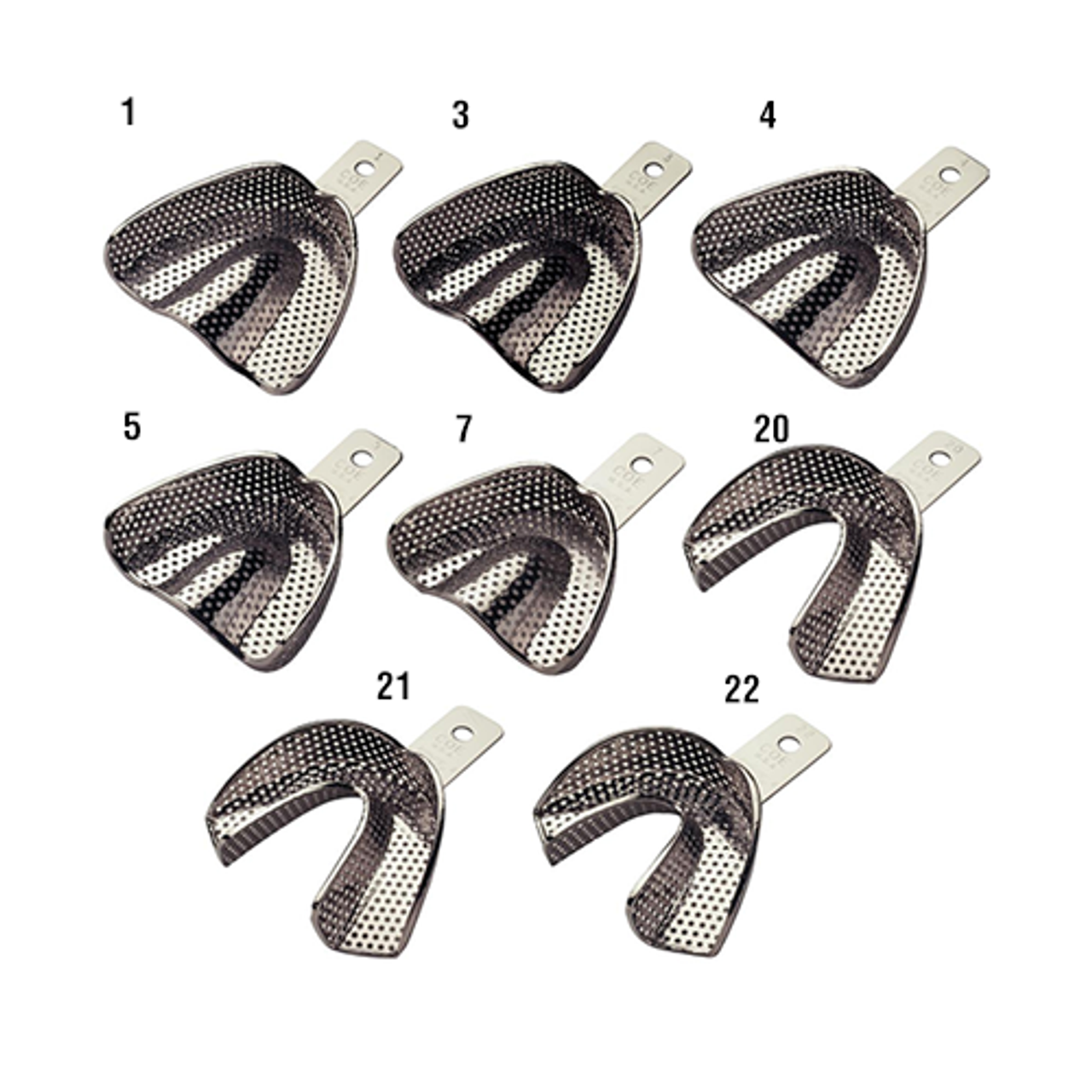 COE® Impression Trays – Nickel Full Set, Perforated Regular, 8/Pkg