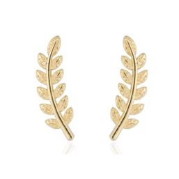 Royce and Oak Feather Climber Earrings Gold