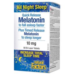 Natural Factors Melatonin Quick Release Plus Timed Release 10 mg Bi-Layer Tablets