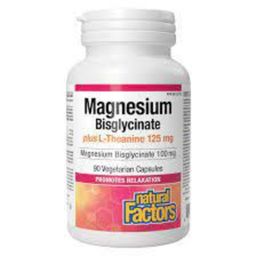 Natural Factors Magnesium Bisglycinate 100mg plus L Theanine 125mg