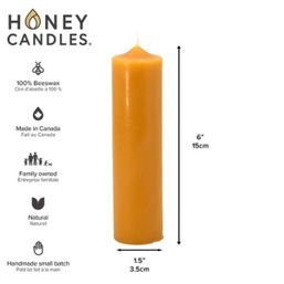 Honey Candles Column Candle - 6 inch