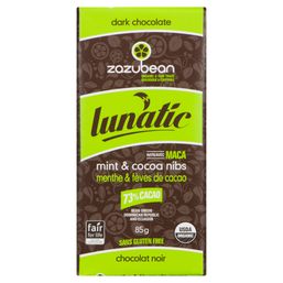 Zazubean Chocolate Bar - Lunatic Mint & Cocoa Nibs 73% Cacao